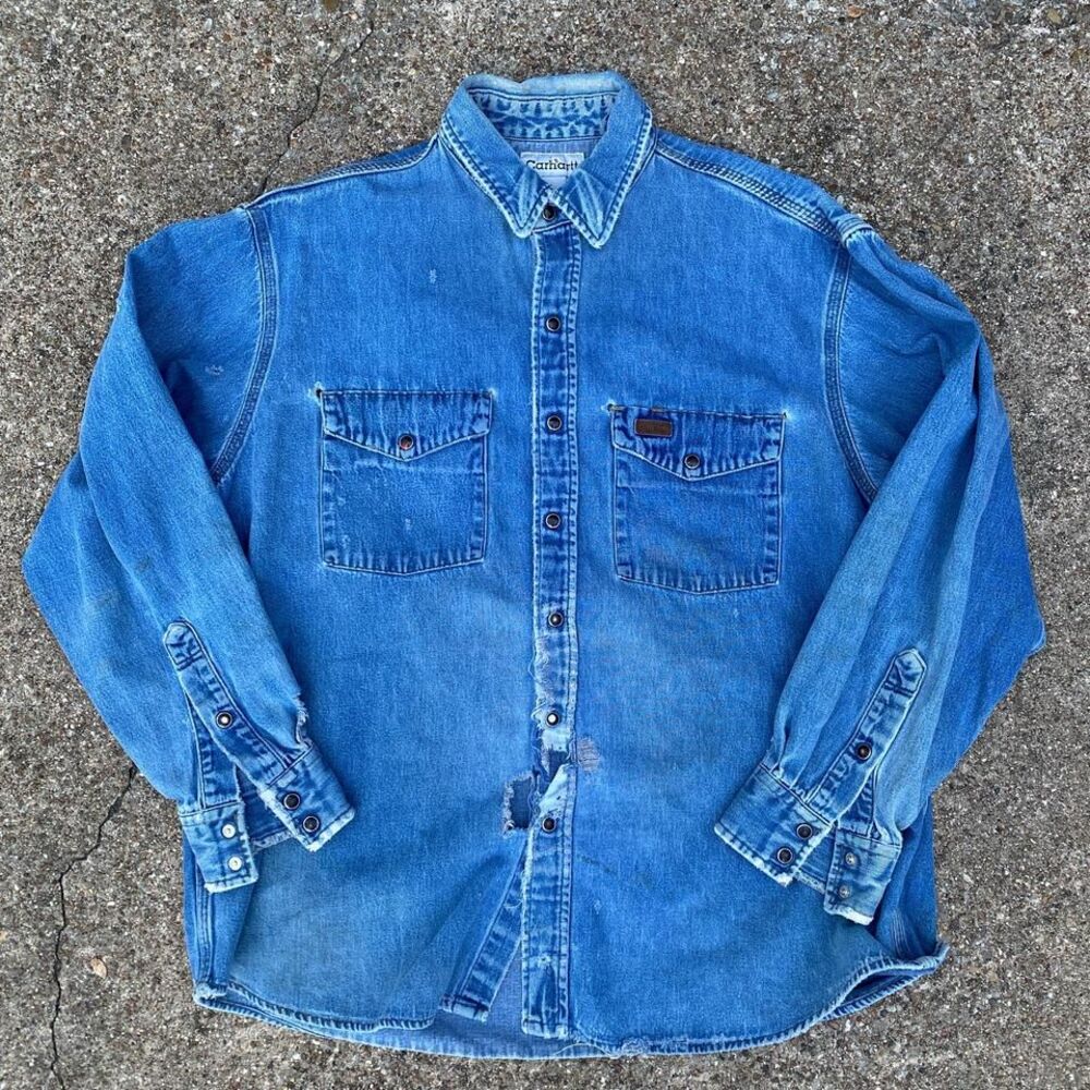 Carhartt Blue Denim Button Down Shirt